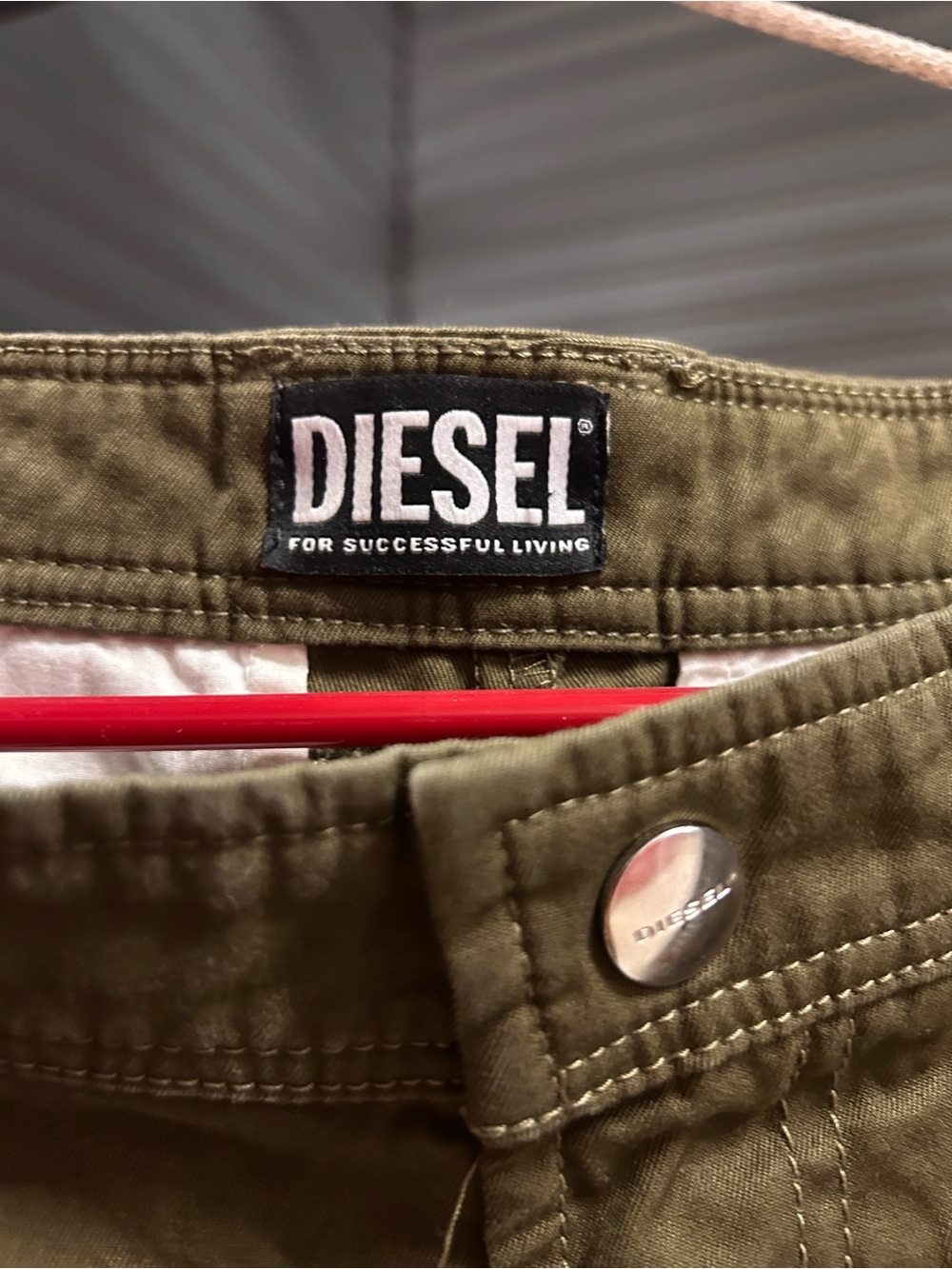 Diesel Olive Cargo Pants with Stamped Detail